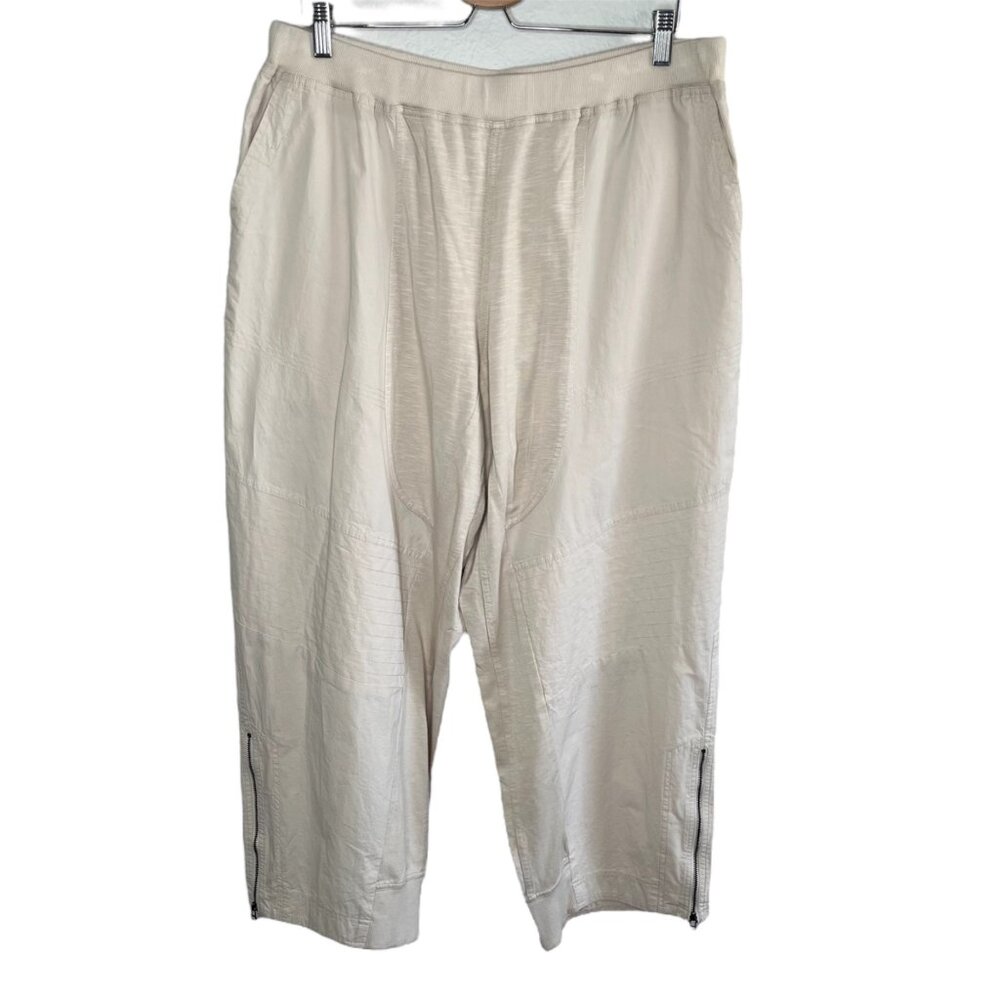 Daily Practice by Anthropologie size Large Cream Straight Relaxed Leg Ankle zip